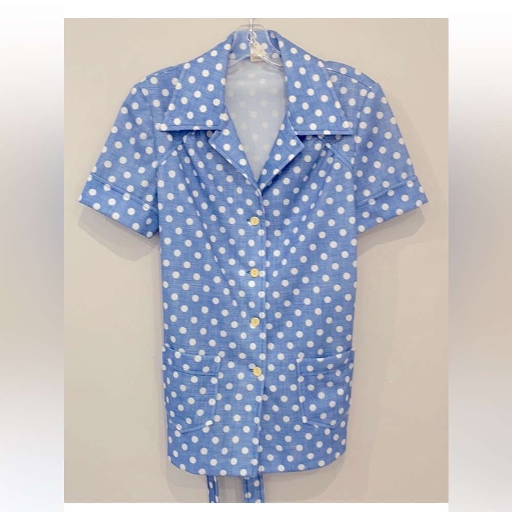 White Stag Blue and White Polka Dot Blouse